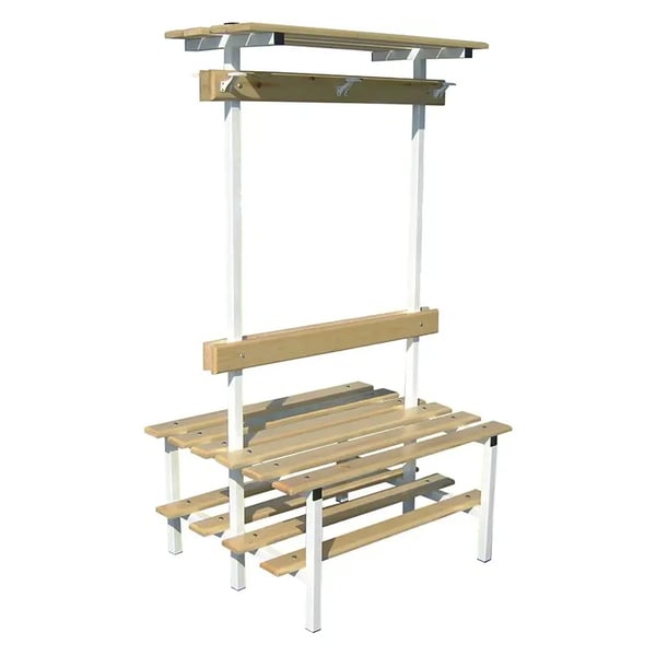 Double wardrobe bench with shoe rack, hanger and top shelf